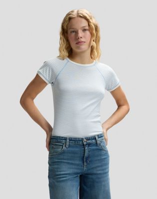 Slim Baby Tee in Halogen Stripe