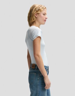 Slim Baby Tee in Halogen Stripe