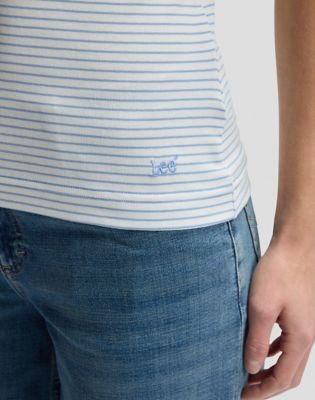 Slim Baby Tee in Halogen Stripe