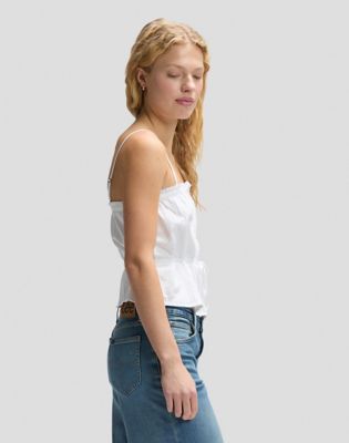 Slim Lace Trim Cami Shirt in Bright White