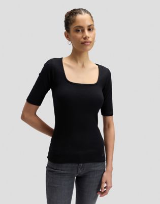 Slim Squared Neck Tee in Black
