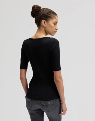 Lee Slim Short Sleeve Squared Neck Tee Black, Lee