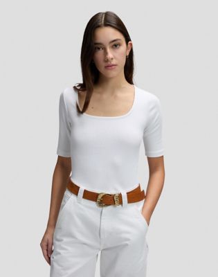 Slim Squared Neck Tee in Bright White