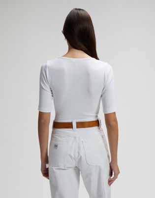 Lee Slim Short Sleeve Squared Neck Tee Bright White, Lee