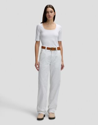 Slim Squared Neck Tee in Bright White