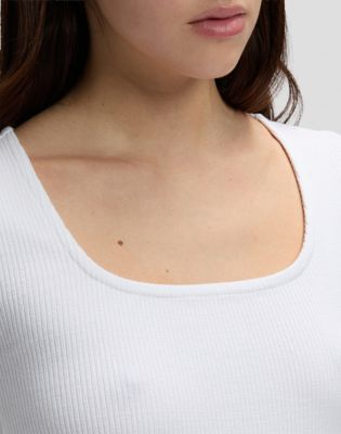 Slim Squared Neck Tee in Bright White