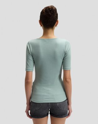 Slim Squared Neck Tee in Desert Sage