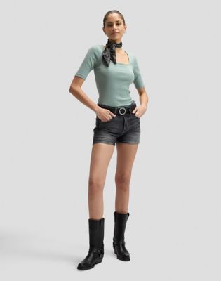 Slim Squared Neck Tee in Desert Sage