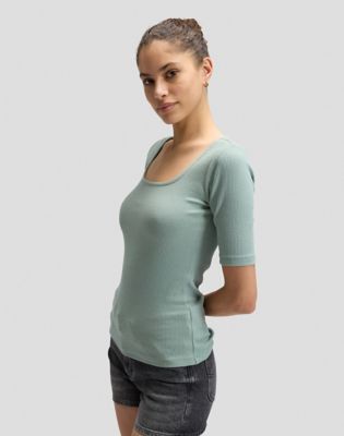 Slim Squared Neck Tee in Desert Sage