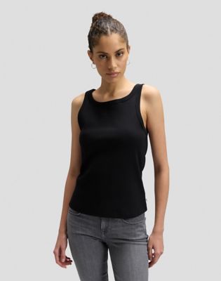 Slim Rib Tank in Black