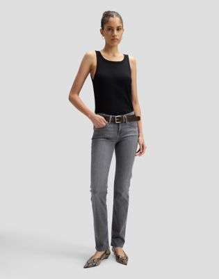 Slim Rib Tank in Black