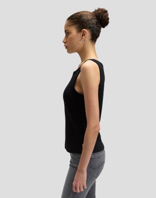 Slim Rib Tank in Black