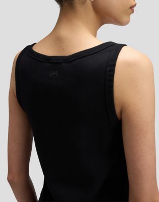Slim Rib Tank in Black