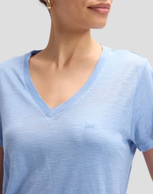 V Neck Regular Tee in Halogen