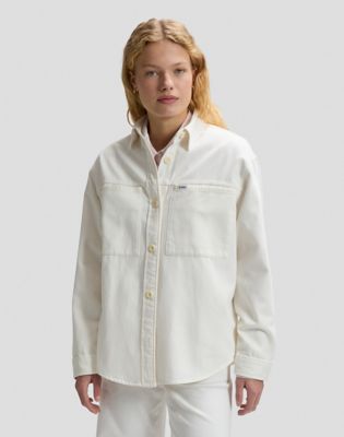 Workwear Relaxed Utility Overshirt in Powder White