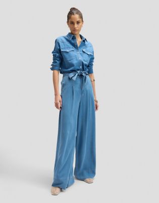Regular Pleated Wide Leg Lightweight Jean in Ice Storm main view