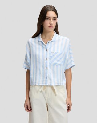 Relaxed Lightweight Resort Shirt in Sea Mist Stripe