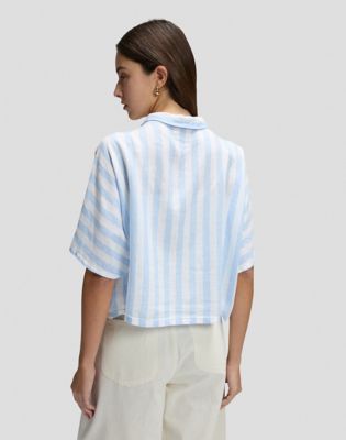 Relaxed Lightweight Resort Shirt in Sea Mist Stripe