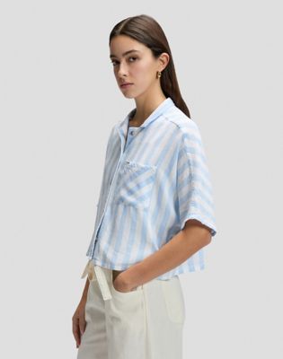 Relaxed Lightweight Resort Shirt in Sea Mist Stripe