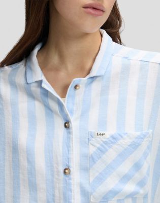 Relaxed Lightweight Resort Shirt in Sea Mist Stripe