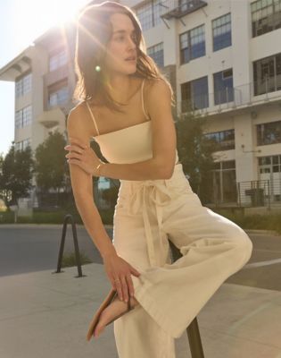 Slim Strappy Tank in Natural