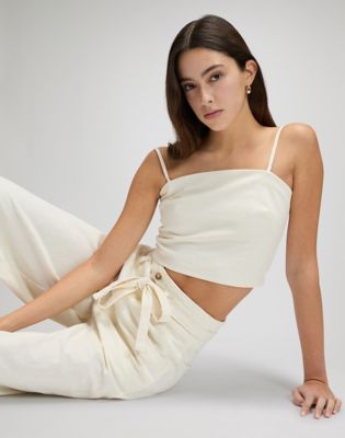 Slim Strappy Tank in Natural