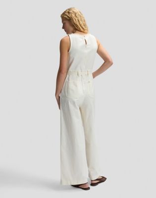 Loose Boatneck Jumpsuit in Natural