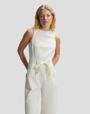 Loose Boatneck Jumpsuit in Natural