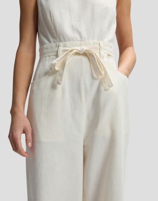 Loose Boatneck Jumpsuit in Natural