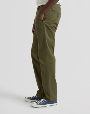 Regular Lightweight Chino Trousers in Olive Moss