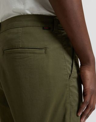 Regular Lightweight Chino Trousers in Olive Moss