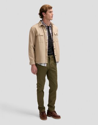 Slim Lightweight Chino Trousers in Olive Moss