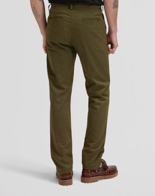 Slim Lightweight Chino Trousers in Olive Moss