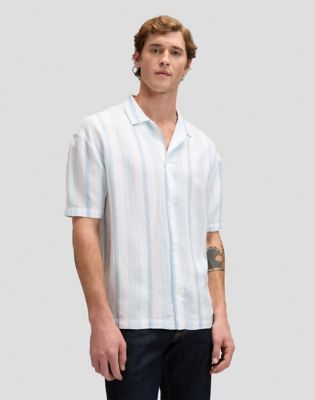 Relaxed Lightweight Resort Shirt in Beau Blue Stripe