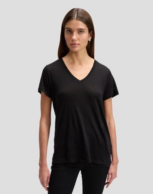 V Neck Regular Tee in Black