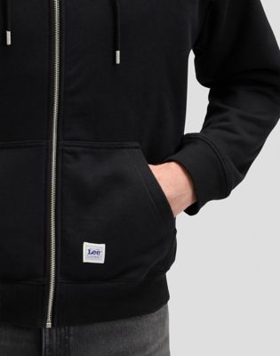 Workwear Relaxed Full Zip Hoodie in Black