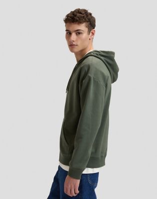 Workwear Relaxed Full Zip Hoodie in Oak Moss