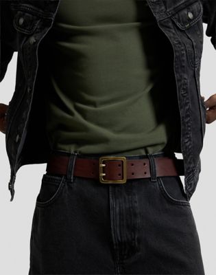 Leather Double Pin Belt in Dark Brown