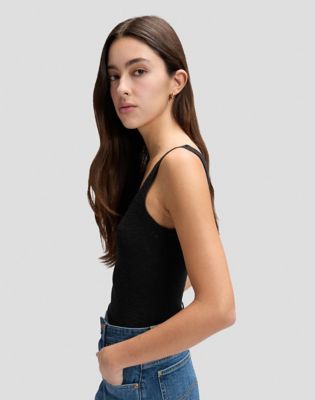 Slim Knitted Tank Top in Black