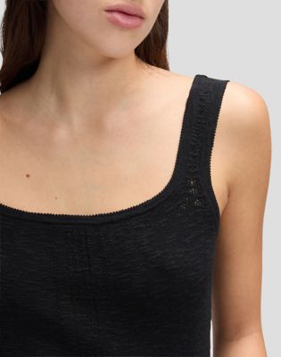 Slim Knitted Tank Top in Black
