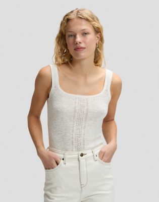 Slim Knitted Tank Top in Ecru