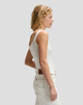 Slim Knitted Tank Top in Ecru