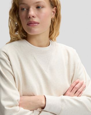 Relaxed Raglan Crew Sweatshirt in Ecru Heather