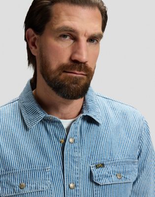 101 Relaxed Overshirt in Washed Rr Stripe