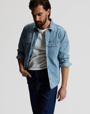 101 Relaxed Overshirt in Washed Rr Stripe