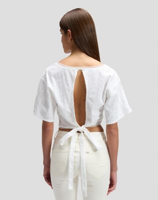 Regular Tied Back Blouse in Bright White