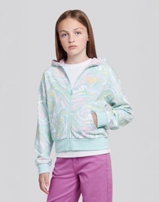 Marble Zip Hoodie in Spun Sugar