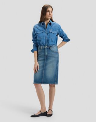 Regular Lightweight Midi Skirt in Lakeside Drive