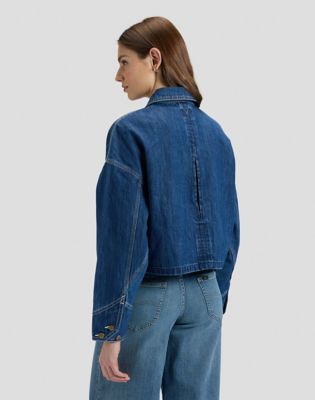 Cropped Denim Jacket in Mid Dark