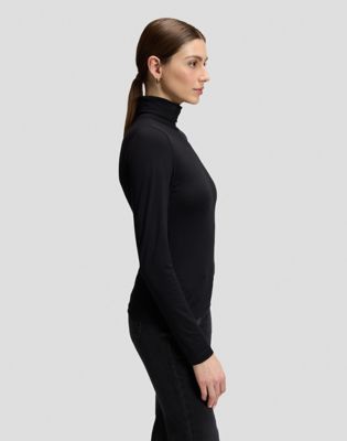 Slim Long Sleeve Turtleneck Top in Black